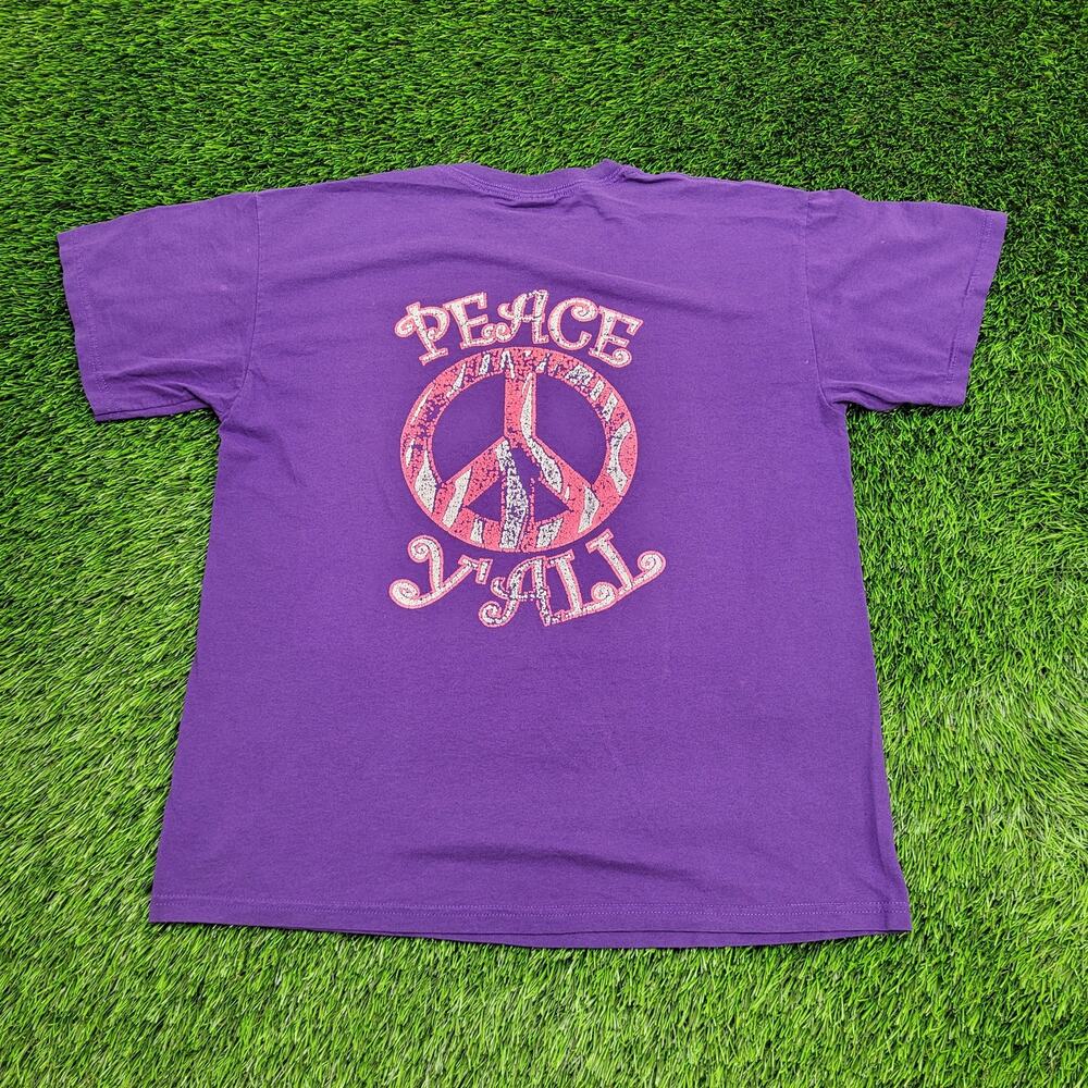 Vintage Peace Signs Shirt Large 22x26 Purple Y2K